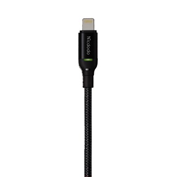 Mcdodo 麥多多 榮光光飛LED線 充電傳輸同步 480Mbps傳輸 支援USB2.0 高密度尼龍編織  1.2m  黑色  1條