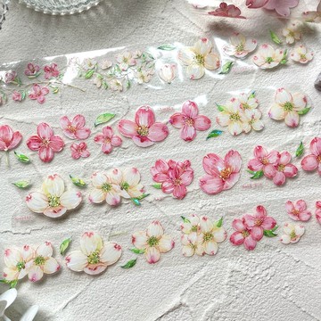 粉紅花朵刻模全息珍珠效果遮蔽膠帶