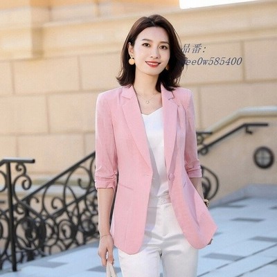 7分袖ジャケットレディーステーラードジャケット夏ホワイトベージュピンク代30代通勤olスーツコートサマージャケット 通販 Lineポイント最大get Lineショッピング