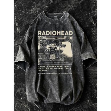 水洗做舊夏季新款美式潮流復古字母印花短袖t恤男女寬松街頭上衣