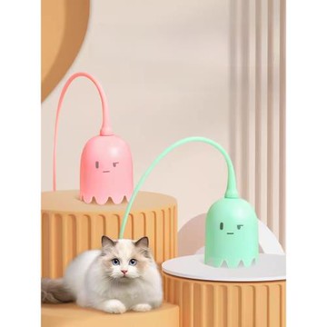 貓玩具逗貓棒小貓貓咪玩具電動自嗨解悶老鼠尾巴硅膠自動逗貓玩具