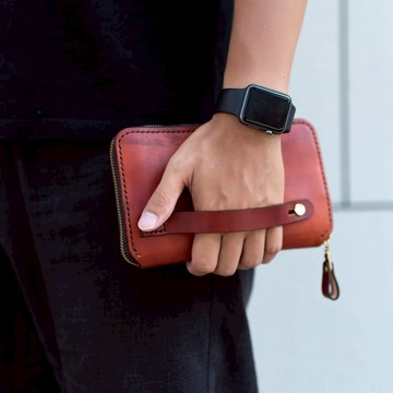 ALL IN ONE 大容量 真皮手工復古拉鏈錢包商務手拿包 護照包