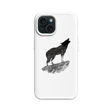 iPhone 15 SolidX 白 - Animal Silhouette / 動物剪影 - 狼嚎