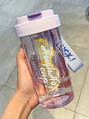 茶水分離杯 泡茶杯 茶水杯 水杯夏季女生便攜高顏值吸管杯塑料耐高溫帶茶隔學生新款杯子