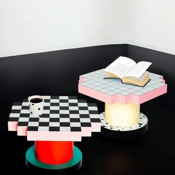 義大利 Seletti 棋盤格邊幾 創意撞色幾何茶幾桌子客廳異形置物桌