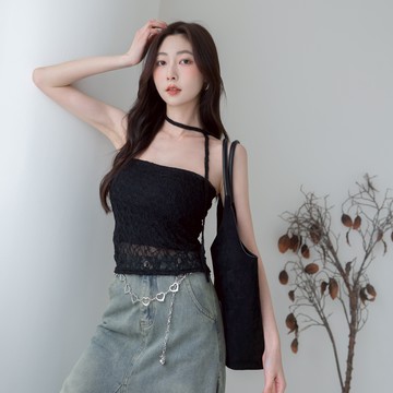 (附繞脖)鬆緊全蕾絲短版平口BRATOP JN2802461