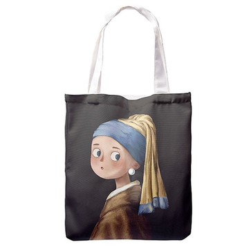 【素包包】精彩大師油畫卡通風通勤托特側背袋