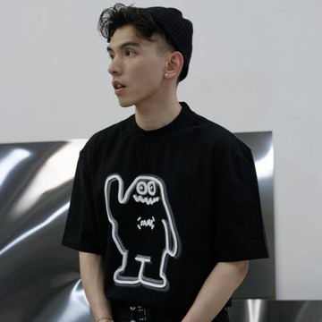 SAMESAME夏季原創設計吉祥物街頭寬松t恤男女圓領短袖潮牌情侶裝