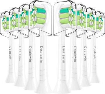 【日本代購-現貨】[最新版] Dealswin 兼容刷，飛利浦 Sonicare 電動牙刷替換刷，牙齒替換刷頭，鑽石清潔兼容替換刷，常規尺寸，8 件，白色