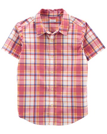 Kid Plaid Button-Front Shirt