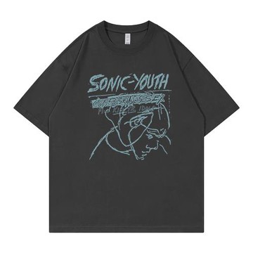 Sonic Youth音速青年樂隊美式休閑落肩寬松純棉圓領搖滾短袖T恤衫