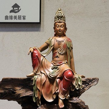 免運開發票 手辦 擺件 自在觀音佛像中式觀音菩薩禪意擺件客廳玄關裝飾茶室家居裝飾工藝 八折下殺ly5h