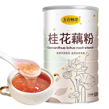 【台灣出貨】無蔗糖型 桂花藕粉羹早餐衝飲營養代餐粉手工速溶罐裝純藕粉500g