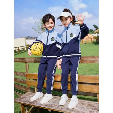 運動會春秋裝小學生校服套裝兒童演出班服四件套一二三五年級藍色