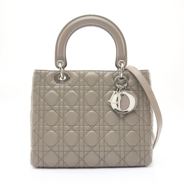 Dior 迪奧 Lady Dior Medium 兩用包 灰色 羊皮 【二手名牌BRAND OFF】