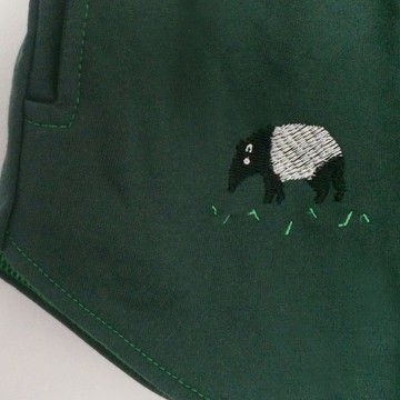 貘刺繡短褲 / 深綠色