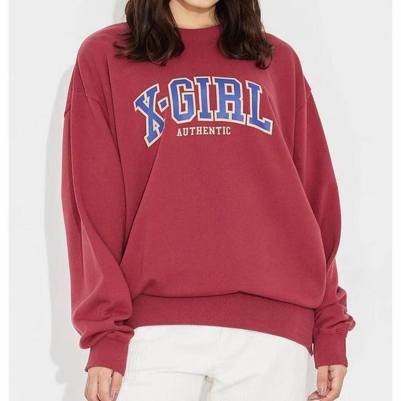 エックスガール X-GIRL COLLEGE LOGO CREW SWEAT TOP カレッジ ロゴ