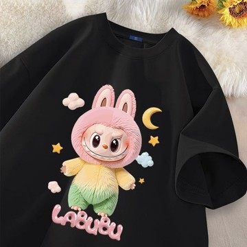 【現貨！當天出】拉布布短袖t恤 女生衣服 純棉重磅上衣 加大碼寬鬆T恤 下半身失蹤短Tee oversize 新款棉t