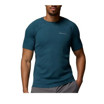 【Columbia 哥倫比亞】男款-防曬UPF40快排短袖上衣-Stealth Spring SS Tee-孔雀綠(UAE19500TL/KS)