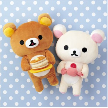 牛奶熊鬆餅糖果38cm絨毛娃娃景品-拿糖果，絨毛/填充玩偶/玩具/公仔/SAM-X/牛奶熊/小雞/拉拉熊，X射線【C7146】