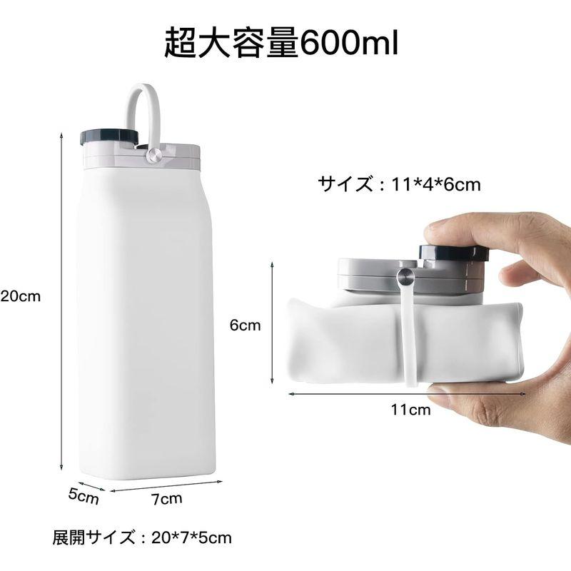 携帯コップ 携帯ボトル FDA認定 アウトドア キャンプ 携帯シリコンカップ 折り畳みコップ スポーツボトル 食器 蓋付き 600ml 耐熱