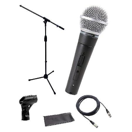 Shure SM58-S Microphone Bundle with on off Switch, clip and pouch, MIC Boom Stand and XLR Cable　並行輸入