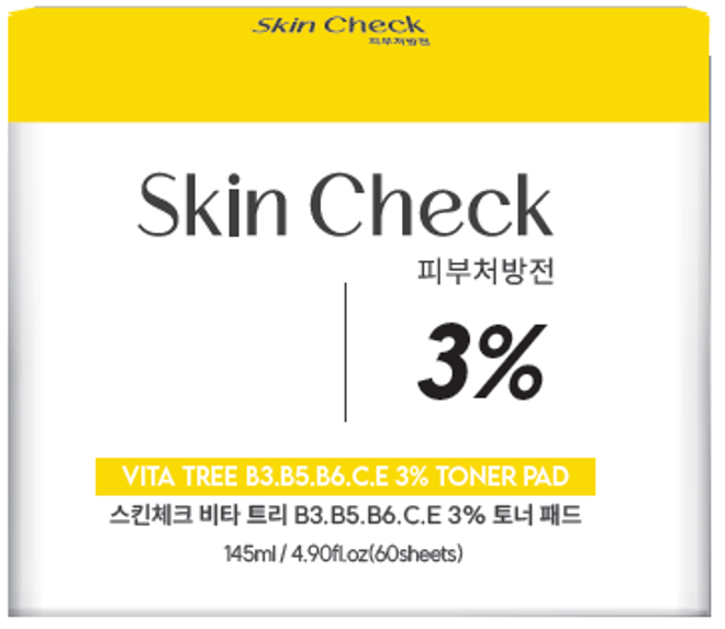 韓國SkinCheck爽膚棉60片-3% VC淨透亮