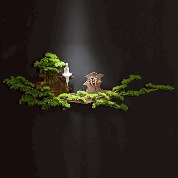 新款壁掛式立體裝飾件走廊玄關客廳大堂茶室懸掛迎客松手工掛件