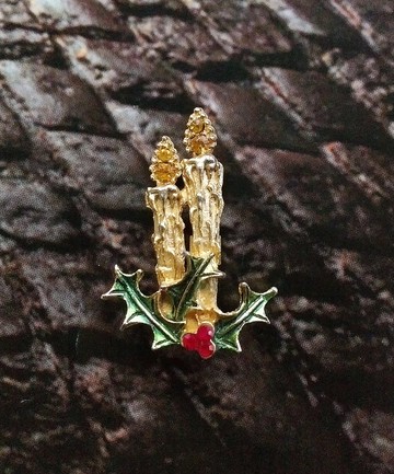 Vintage Jewelry 西洋古董飾品 聖誕 聖誕蠟燭 別針
