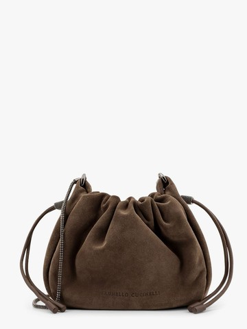 Bucket mellow suede shoulder bag with precious chain - BRUNELLO CUCINELLI - gender_Woman