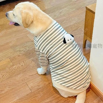 💕在臺出貨🔥中大型犬秋冬新款衣服條紋可愛配飾圓領衛衣拉布拉多薩摩耶金毛