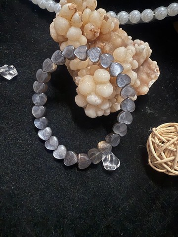 暗夜流光 黑太陽石愛心手串