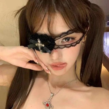 【臺灣有貨】縫閤修女 萬聖節 蕾絲十字架眼罩 女 闇黑哥特風 蝴蝶結愛心 麵罩配飾
