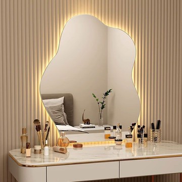 工廠現貨 免運 110v智能鏡 led鏡子 浴室鏡 發光鏡 帶燈鏡 掛鏡 云朵智能浴室鏡不規則化妝鏡掛墻發光衛生間鏡觸摸屏洗手間帶燈鏡特惠/開立發票 全館折扣 售後保障 j1216