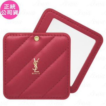 YSL方形斜紋隨身鏡_紅(公司貨)