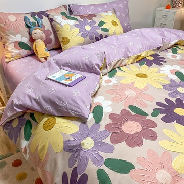 小雛菊床單被罩兩件套2純棉被套單件180x200 150x200 200x230雙人