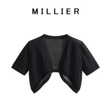 短袖開衫女夏季防曬短款坎肩針織防曬衫小眾薄款吊帶連衣裙外搭潮