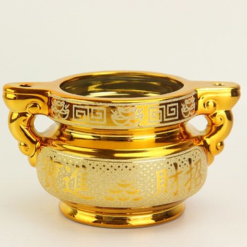 金澤雙耳招財沙金陶瓷大號砂金香爐家居室內供奉香薰爐竹簽香小爐