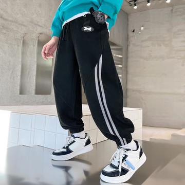 GILE­GILE兒童裝男童春裝褲子大童春秋款時髦運動褲男孩洋氣衛褲