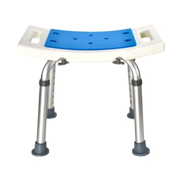 橙尚方型舒壓防滑加厚浴室椅 升級鋁合金款 A024  44 x 33 x 35.5~50.5cm  白色 + 藍墊