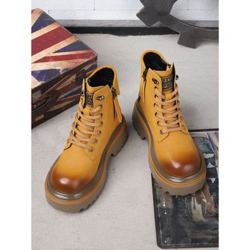 真皮馬丁靴女2025新款春秋季百搭厚底短靴復古擦色英倫風時裝靴子