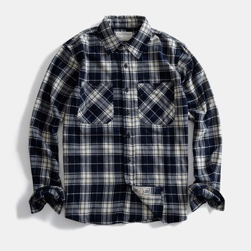 精品外流款！日系經典OG色厚磅TR法蘭絨格紋長袖襯衫 / 男女適穿 / 6色 / M-2XL【QTJBY3672】