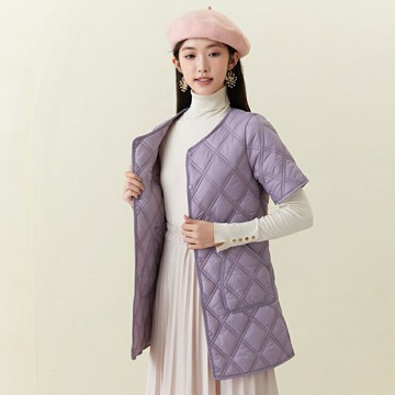 【巴黎精品】現貨+預購 鋪棉外套休閒夾克-中長款菱格短袖雙面女外套4色a1hp16