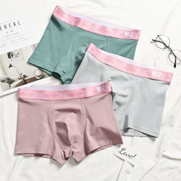 個性潮流青年內褲男士四角褲純棉透氣抗菌平角褲全棉春夏薄款褲頭