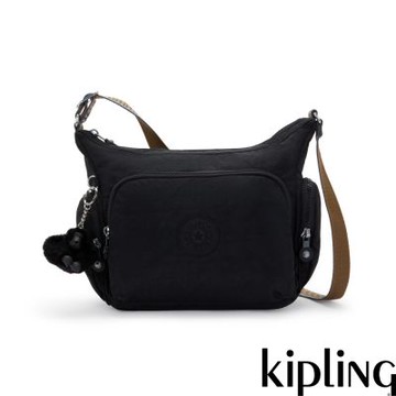 『牛角包』Kipling (網路獨家款)經典老花背帶輕巧多袋實用側背包-GABB S