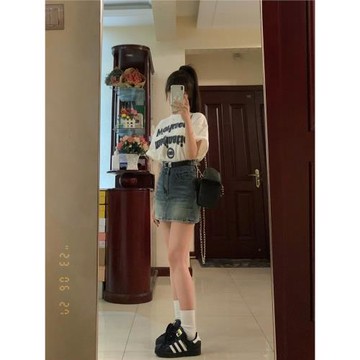 復古高腰牛仔短裙褲女秋季2025新款大碼設計感a字包臀半身裙ins潮