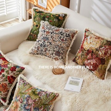 美式鄉村復古田園風碎花棉麻提花沙發抱枕客廳靠墊靠背床上用品