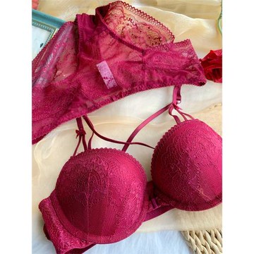 小芬文胸套裝聚攏女小胸上薄下厚性感舒適紅色綠色美背內衣套裝