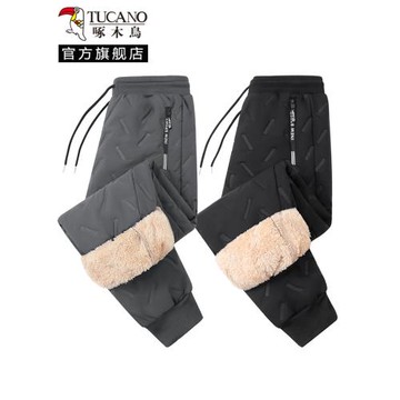 啄木鳥中老年羽絨棉褲女2025冬季新款媽媽裝加絨加厚保暖長褲外穿