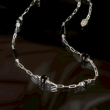 夜序曲｜黑曜石黑瑪瑙項鍊 N0060